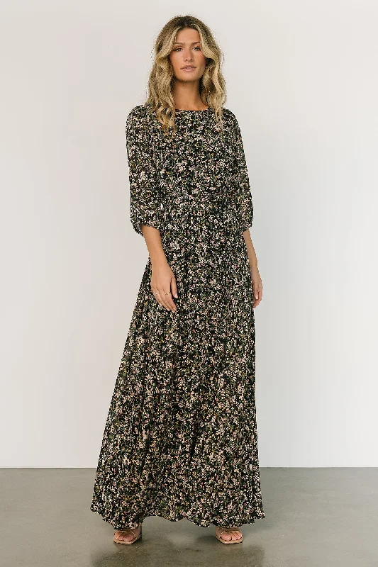 Backless Women Dress for a Sexy and Alluring Look at Evening EventsRebecca Maxi Dress | Black Floral