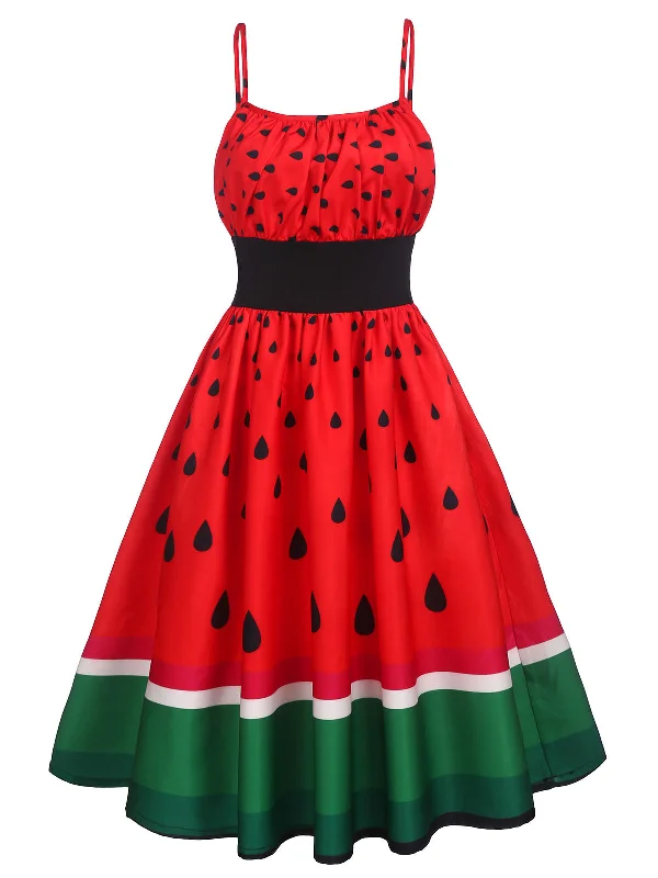 Lace - Embellished Women Dress for an Elegant and Sophisticated AppearanceRed 1950s Watermelon Patchwork Dress