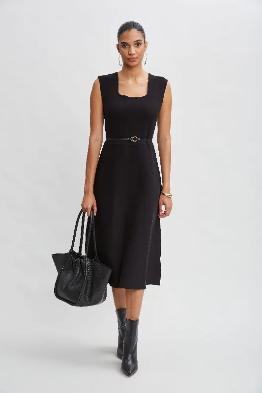 Halter Neck Women Dress to Show Off the Shoulders and NecklineSquare Neck Belted Sweater Dress