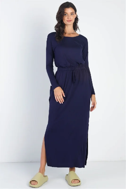 Pleated Women Dress with a Timeless and Elegant TextureMidi Sleeve Basic Maxi Dress