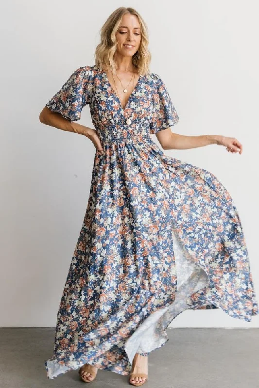 Halter Neck Women Dress to Show Off the Shoulders and NecklineVerona Smocked Maxi Dress | Blue Floral