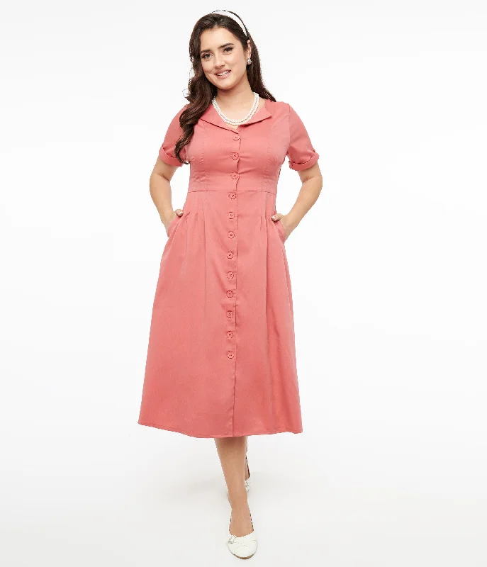 Ball Gown Women Dress with a Full Skirt for a Princess - like LookVoodoo Vixen 1940s Pink Midi Shirt Dress