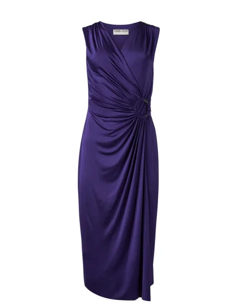 Pleated Women Dress with a Timeless and Elegant TextureAdma Purple Dress