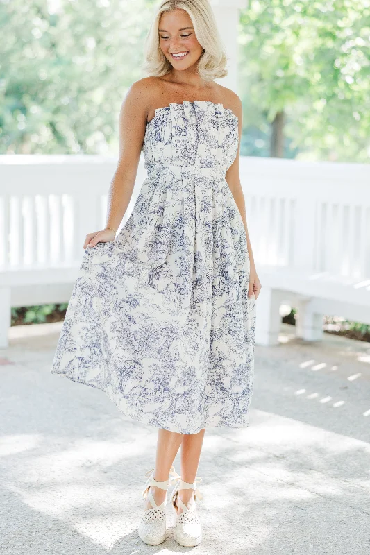 Halter Neck Women Dress to Show Off the Shoulders and NecklineAll About You Blue Toile Midi Dress