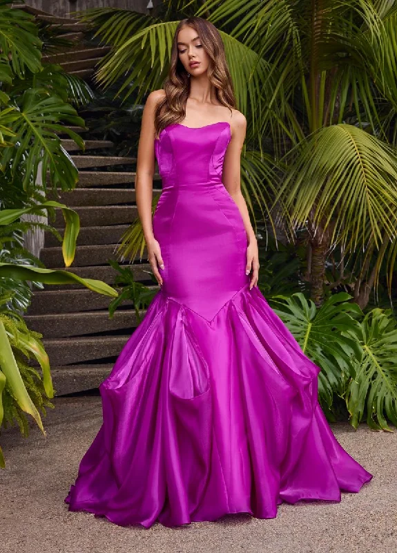 Strapless Women Dress with a Built - in Bra for Comfort and SupportASHLEYlauren Strapless Organza Prom Dress 11733