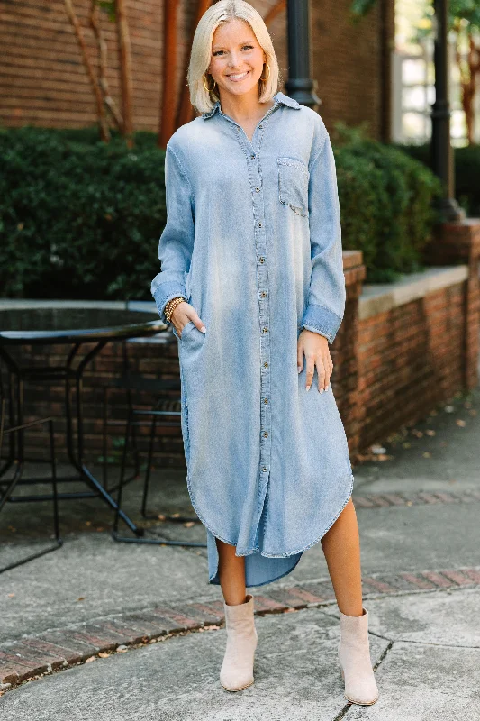 Long - Sleeve Women Dress in Velvet for a Luxurious Winter LookBest Of Both Medium Wash Denim Midi Dress