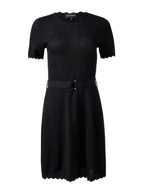 Shift Women Dress with a Simple and Classic Design for Everyday WearBlack Knit Dress