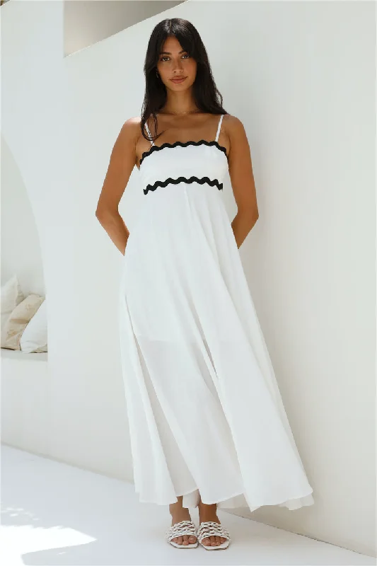 Mermaid - Style Women Dress with a Fitted Silhouette for Special OccasionsBlowing Away Maxi Dress White