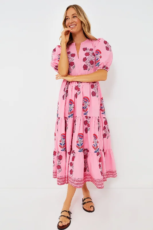 Empire Waist Women Dress to Accentuate the Bust and Conceal the WaistBoca Pink Puff Sleeve Maxi Dress