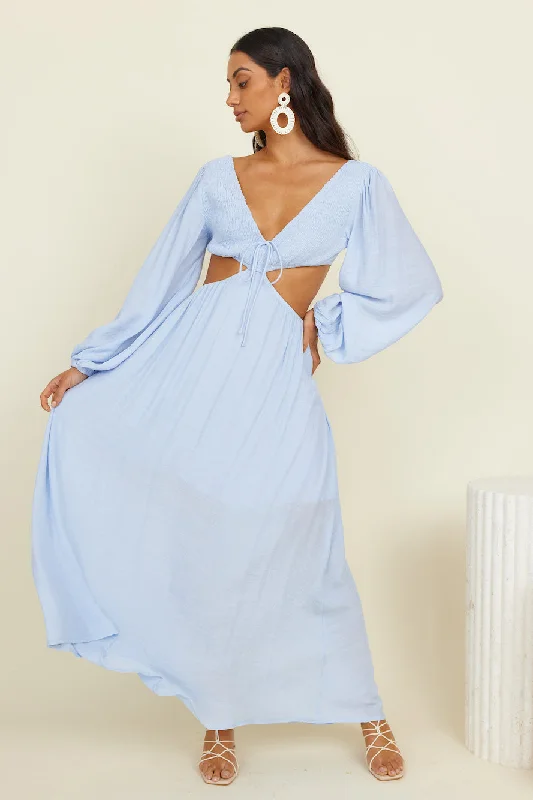 Plus Size Women Dress with a Flattering A - Line Cut for Comfort and StyleChase Your Bliss Maxi Dress Blue