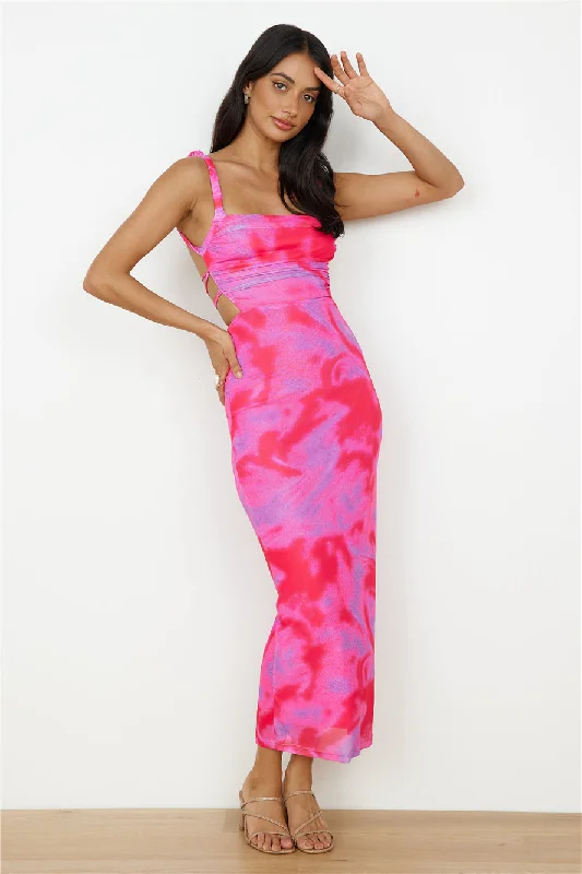 Sleeveless Women Dress in Bright Colors for Summer PartiesEnchanted Skies Maxi Dress Pink