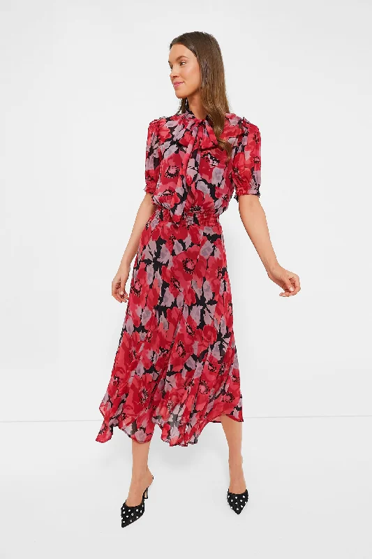 Ruffled Women Dress with Multiple Layers for a Playful and Girly StyleFall Poppy Printed Irne Dress