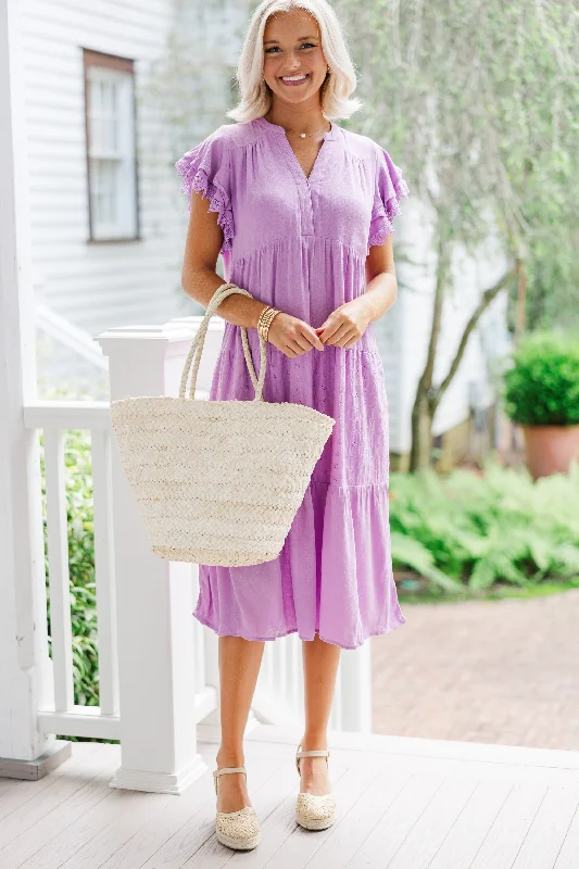 Little Black Women Dress with Sequins for a Glamorous Night OutFeeling The Joy Lavender Purple Eyelet Midi Dress