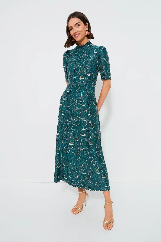 Shift Women Dress with a Simple and Classic Design for Everyday WearGreen Amara Marble Print Long Sleeve Dress