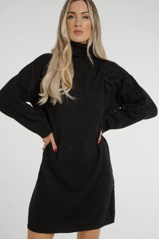 Mermaid - Style Women Dress with a Fitted Silhouette for Special OccasionsHolly Polo Neck Knit Dress In Black