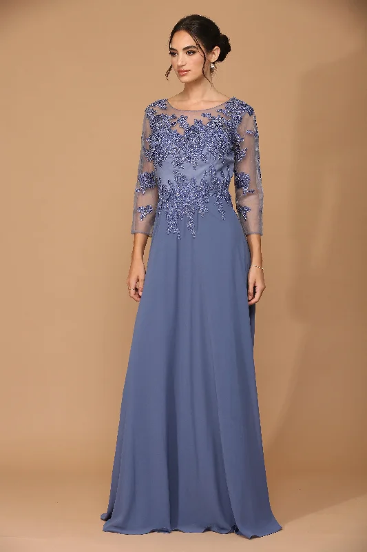 Lace - Embellished Women Dress for an Elegant and Sophisticated AppearanceLong Mother of the Bride Formal Chiffon Dress