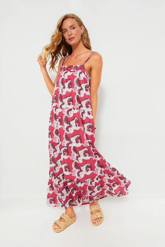 Ruffled Women Dress with Multiple Layers for a Playful and Girly StyleMagenta Xacapa Natasha Maxi Dress