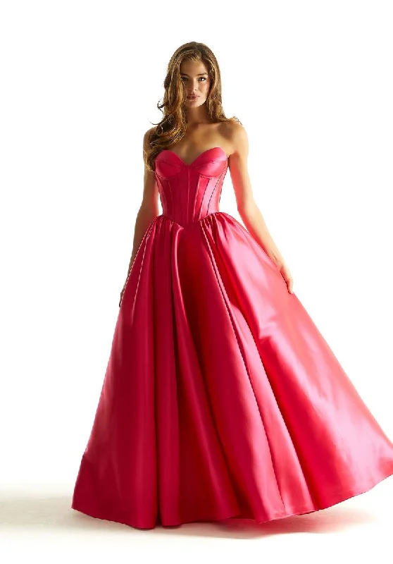 Halter Neck Women Dress to Show Off the Shoulders and NecklineMorilee Simple Satin Sweetheart Corset Prom Dress 49033