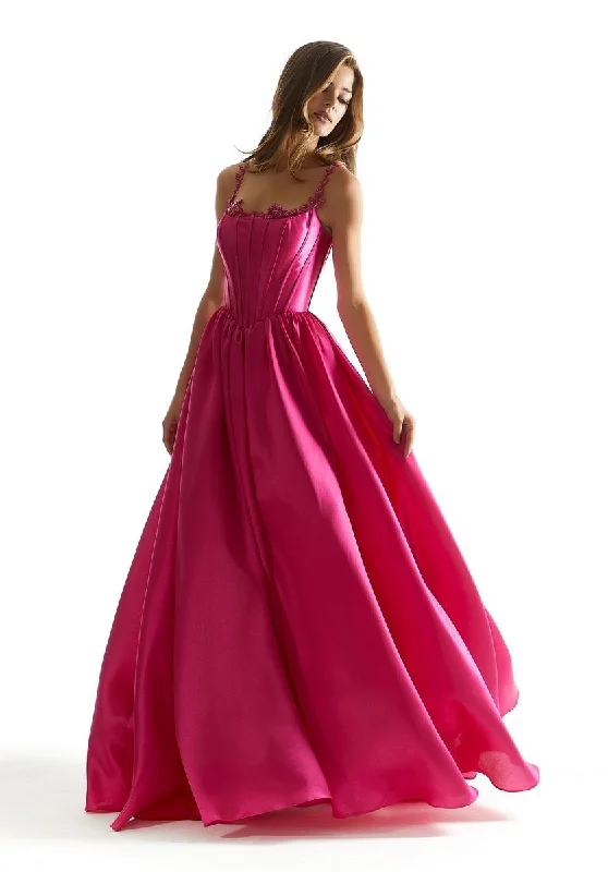 Strapless Women Dress with a Built - in Bra for Comfort and SupportMorilee Corset Simple Satin Ball Gown Prom Dress 49036