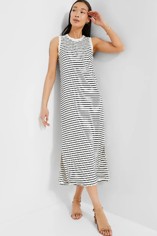 Mermaid - Style Women Dress with a Fitted Silhouette for Special OccasionsNavy Stripe Sleeveless Gio Maxi Dress