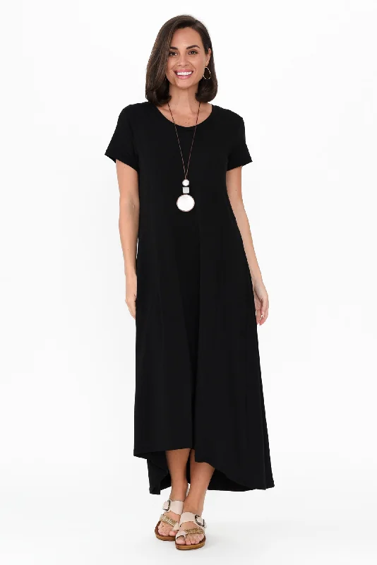 Long - Sleeve Women Dress in Velvet for a Luxurious Winter LookPatrick Black Cotton Pocket Dress