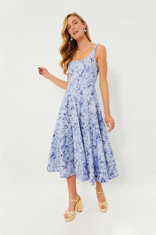 Empire Waist Women Dress to Accentuate the Bust and Conceal the WaistPeriwinkle Sketchbook Floral Midi Wells Dress