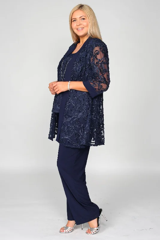 Lace - Embellished Women Dress for an Elegant and Sophisticated AppearanceR&M Richards 5012P Formal Jacket Petite Pant Suit