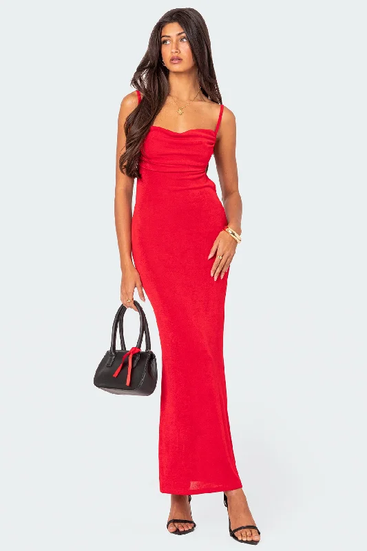 Off - the - Shoulder Women Dress for a Romantic and Feminine LookClea Open Back Maxi Dress