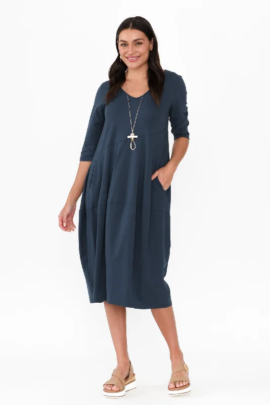 Shift Women Dress with a Simple and Classic Design for Everyday WearShea Deep Teal Diagonal Seam Dress