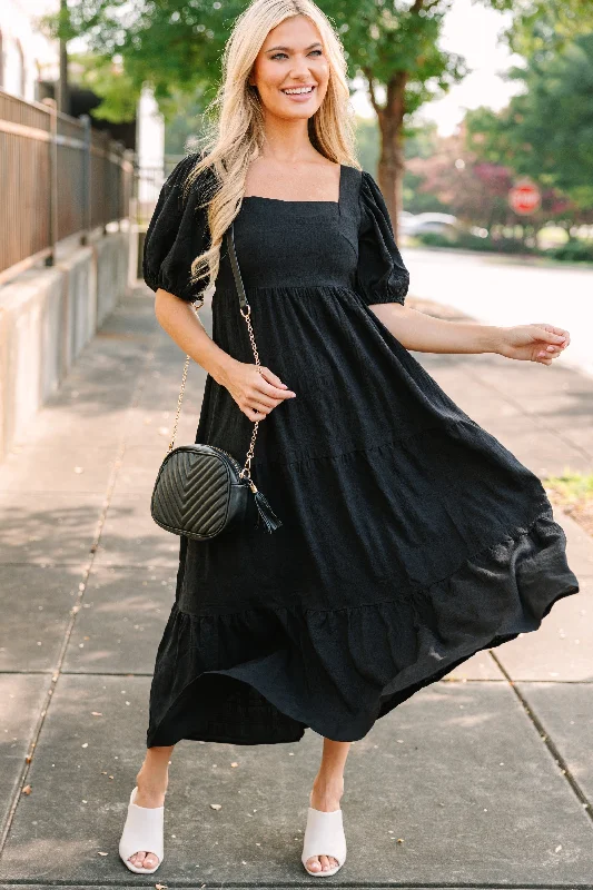 Mermaid - Style Women Dress with a Fitted Silhouette for Special OccasionsThink About It Black Midi Dress