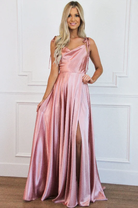 Ruffled Women Dress with Multiple Layers for a Playful and Girly StyleTonight's the Night Satin Formal Dress: Dusty Rose