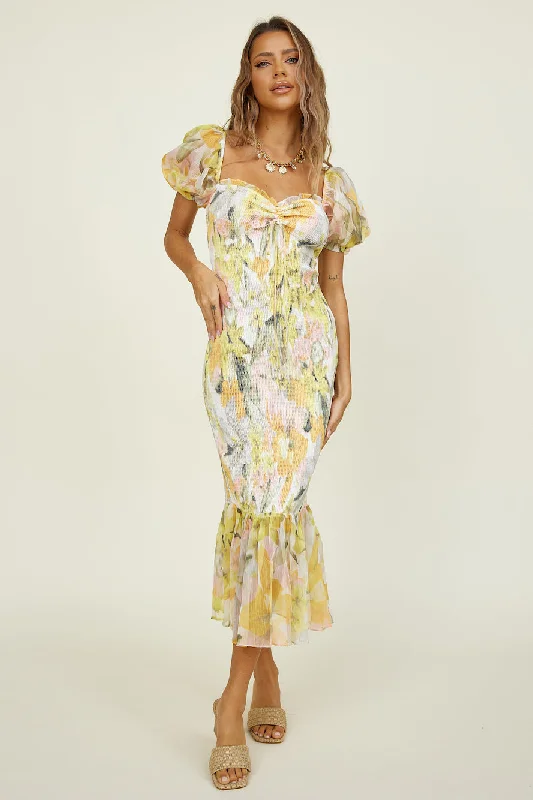 Mermaid - Style Women Dress with a Fitted Silhouette for Special OccasionsTruth Be Told Maxi Dress Yellow