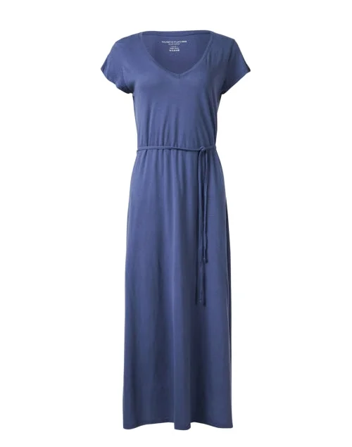 Strapless Women Dress with a Built - in Bra for Comfort and SupportVenice Blue Cotton Dress