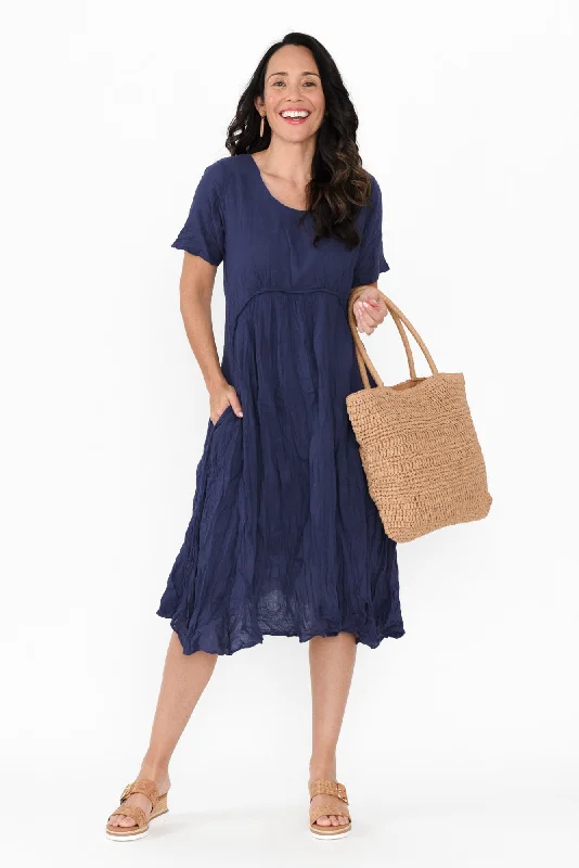 Ball Gown Women Dress with a Full Skirt for a Princess - like LookWilton Navy Cotton Pocket Dress