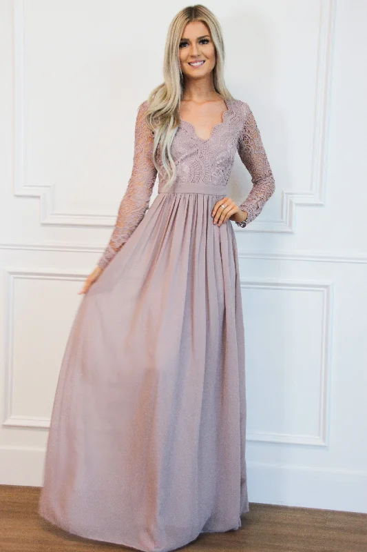 Little Black Women Dress with Sequins for a Glamorous Night OutWinter Wonderland Lace Maxi Dress: Mauve