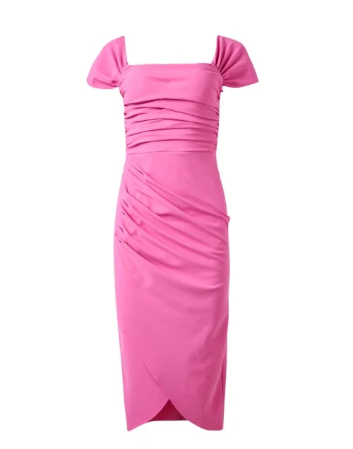 Ruffled Women Dress with Multiple Layers for a Playful and Girly StyleYuda Pink Ruched Dress