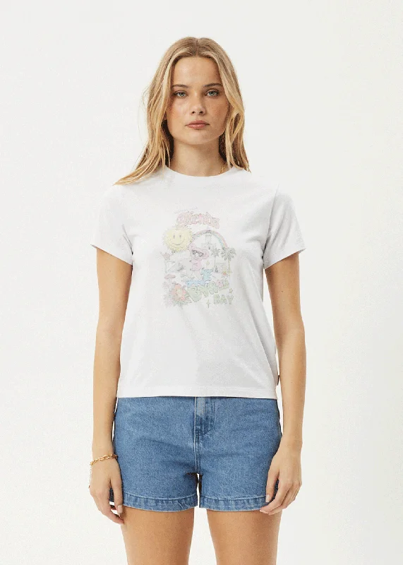 Distressed Women T Shirt with a Laid - Back AestheticAFENDS Womens Greetings - Regular Tee - White