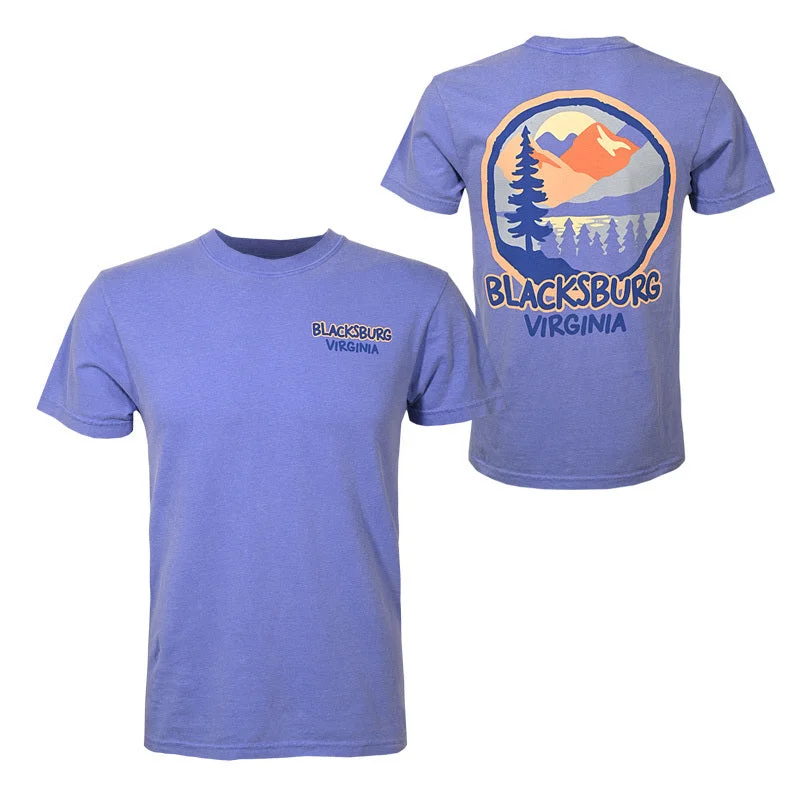 Pocketed Women T Shirt for Added FunctionalityBlacksburg Marker Mountains Comfort Colors T-Shirt: Flo Blue