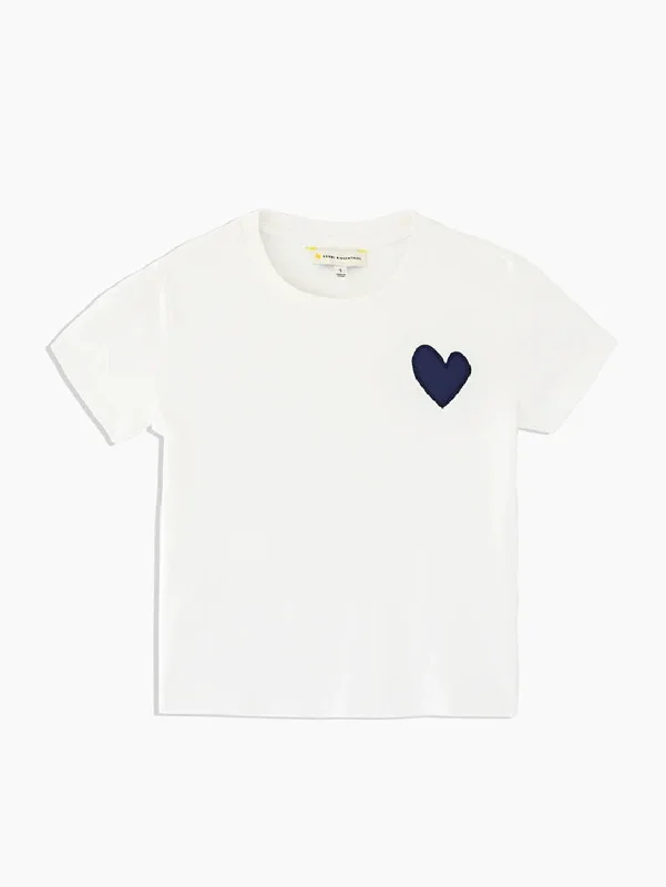 Long Sleeve Women T Shirt for Cooler WeatherThe Suke Heart Tee - White