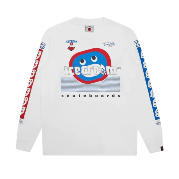 Ringer T Shirt Women with Retro - Inspired StripesRacing L/s T-shirt White