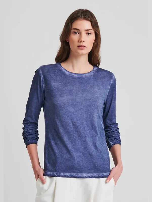 Sheer Women T Shirt for a Stylish and Alluring LookLong Sleeve Pima Sublime Crew Tee - Blue Indigo