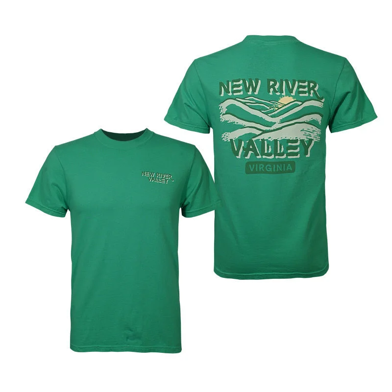 Muscle Women T Shirt for a Sporty and Casual LookNew River Valley Sun Lit Mountains T-Shirt: Island Green