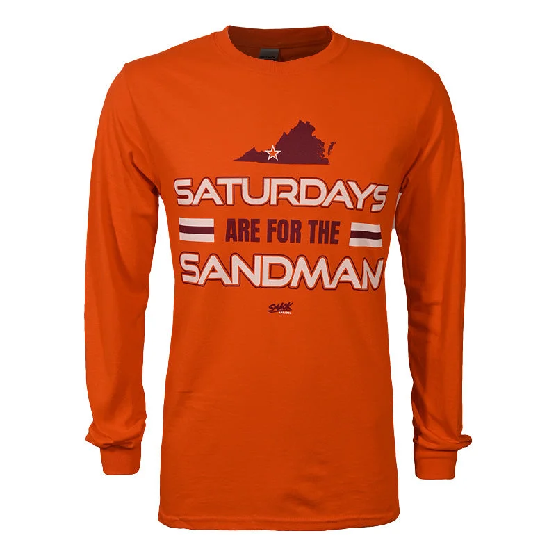 Plus Size Women T Shirt for a Comfortable and Flattering FitSaturdays are for The Sandman Long-Sleeved T-Shirt: Orange by Smack Apparel