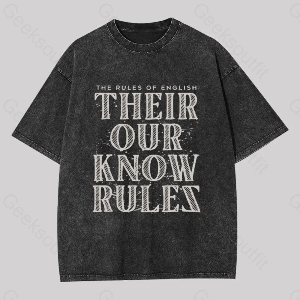 Crew Neck Women T Shirt with a Timeless DesignTheir Our Know Rules Geek Washed T-shirt