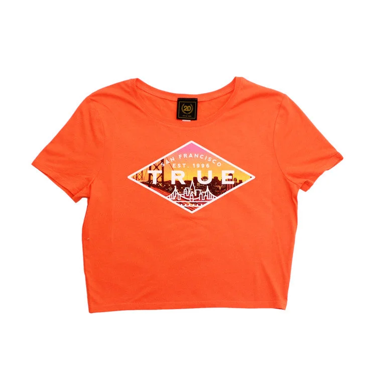 Puff Sleeve Women T Shirt for a Fashion - Forward LookTrue Womens Established 2 Crop Top Peach