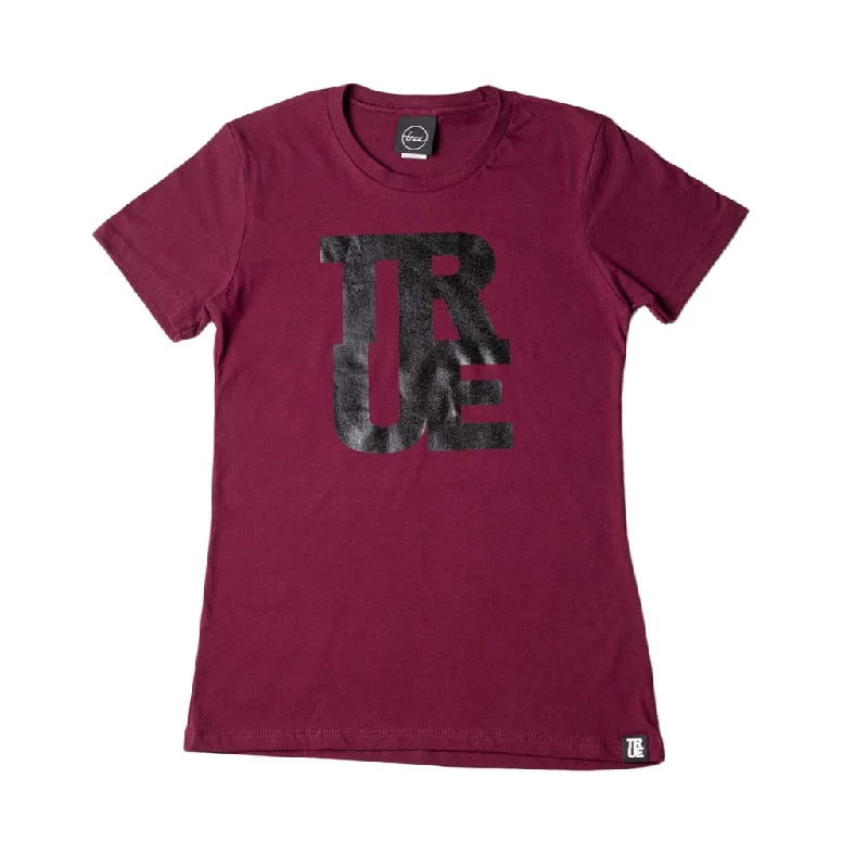 Floral Print Women T Shirt for a Feminine TouchTrue Womens Logo T-Shirt Burgundy/Black