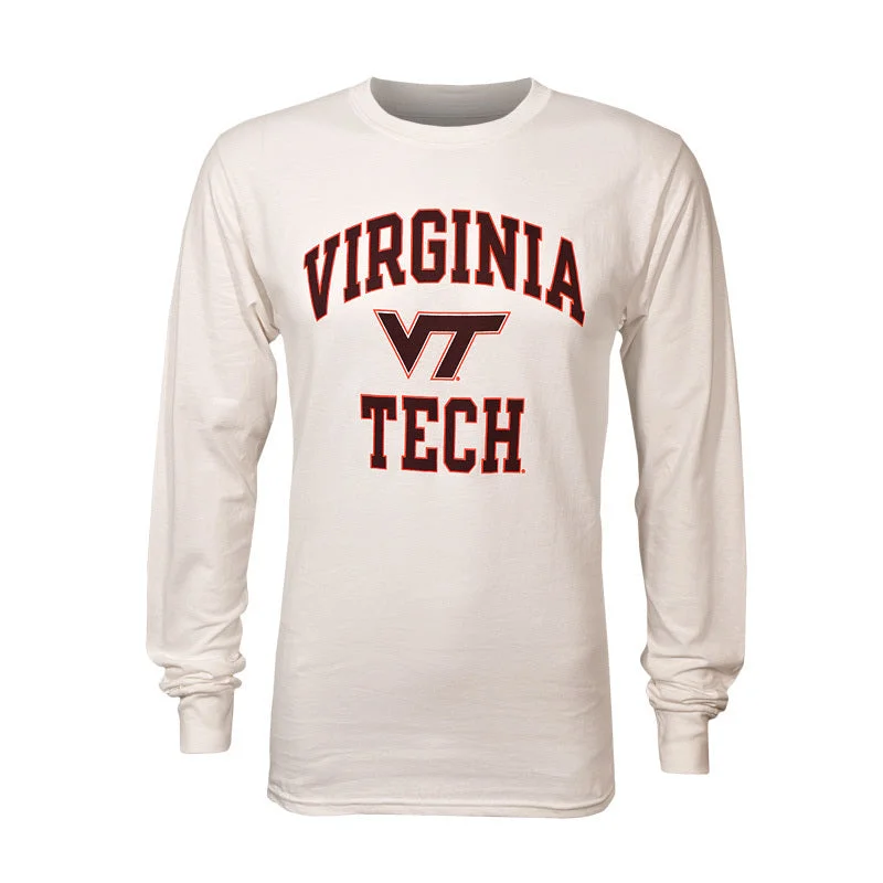 Striped Women T Shirt in a Classic PatternVirginia Tech Basic Long-Sleeved T-Shirt: White by Champion