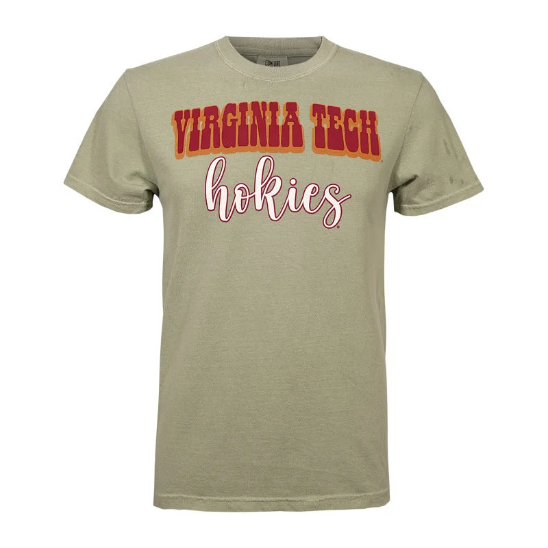 Floral Print Women T Shirt for a Feminine TouchVirginia Tech Comfort Colors Cowboy Script T-Shirt: Sandstone