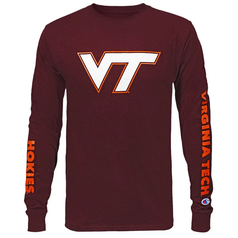 Tie - Dye Women T Shirt with a Bohemian VibeVirginia Tech Hokies Long-Sleeved T-Shirt: Maroon by Champion