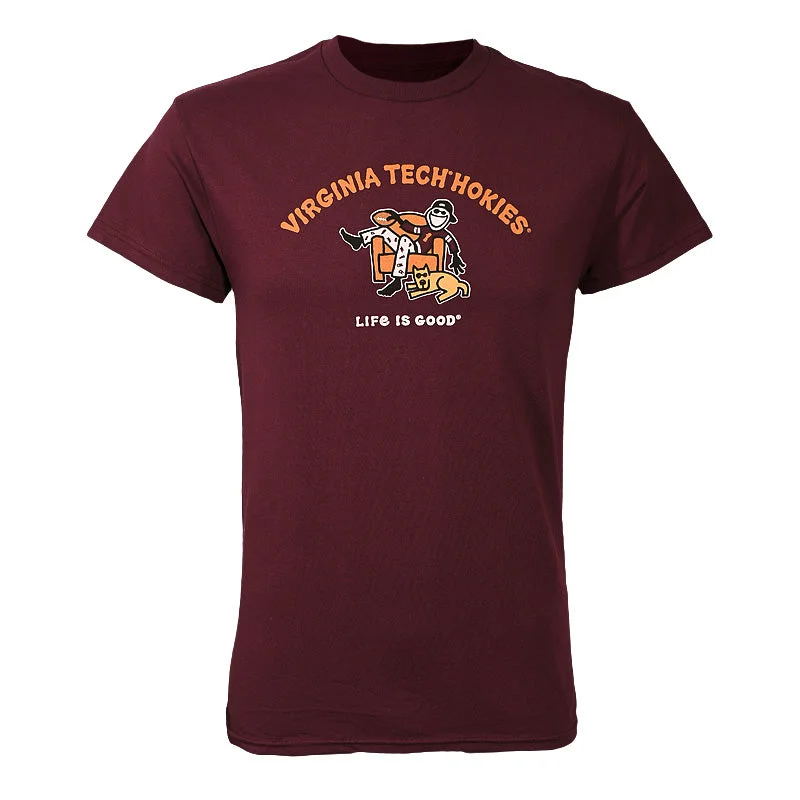 Pocketed Women T Shirt for Added FunctionalityVirginia Tech Life is Good Football Fan T-Shirt: Maroon